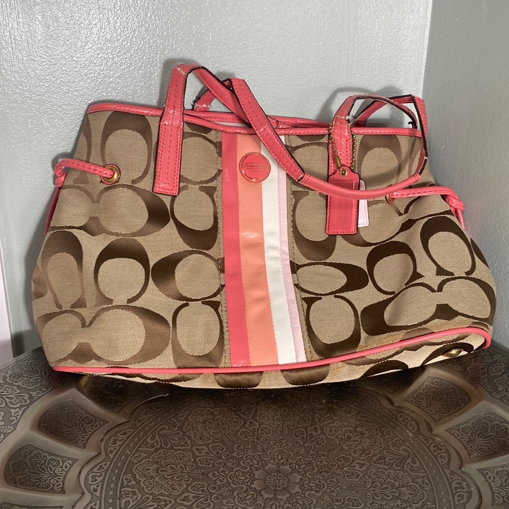 Rare multi stripe Coach Carry all.